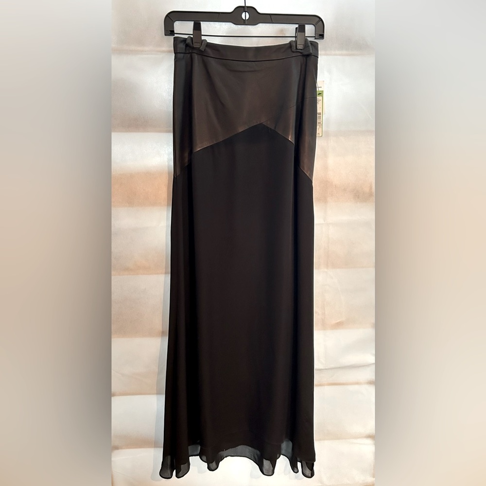 Alice + Olivia by Stacey Bendet Black Maxi Skirt leather and sheer detail. NWT.